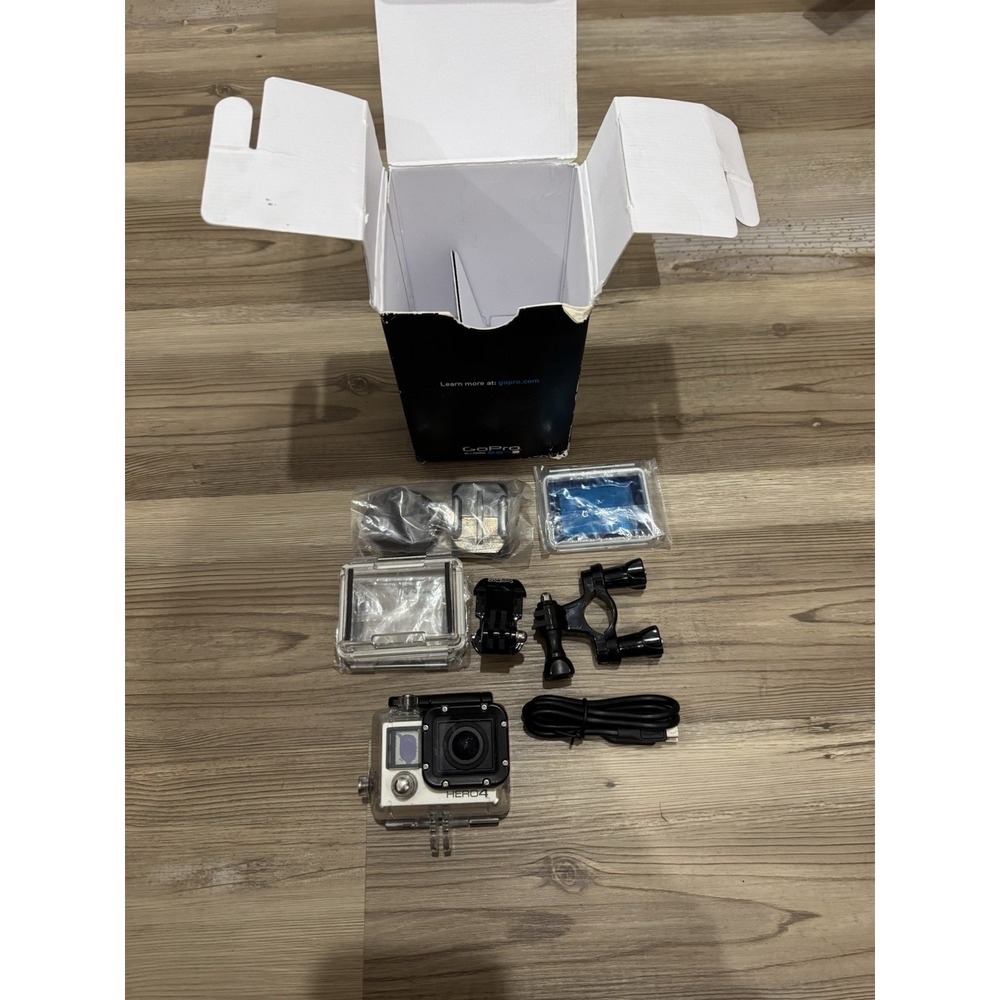 GoPro HERO4 Silver 4K Action Camera Tested Working w/ Box & Accessories